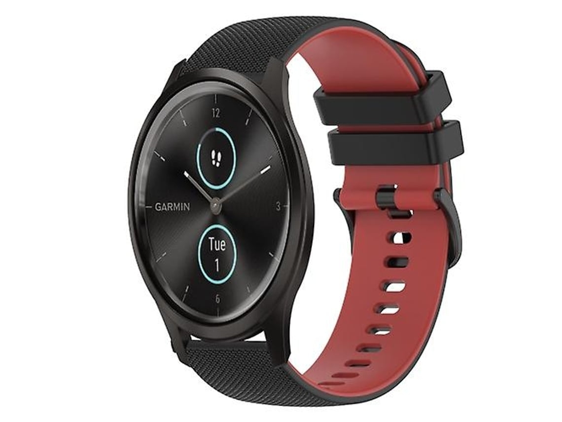 Lurelia Pulseira De Relógio Garmin Vivomove Style 20 Mm, Silicone Xadrez Bicolor, Preta E Vermelha