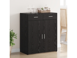 Armario de almacenamiento de roble negro de 80 x 42,5 x 93,5 cm, madera de ingeniería
