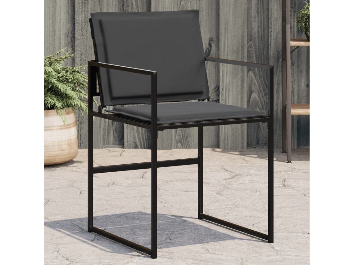 Cadeiras De Jardim C/ Almofadões 4 Pcs Aço E Textilene Preto Dkd Home Decor