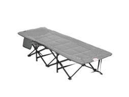 Cama de camping dobrável e resistente para adultos, capacidade até 250 kg, com bolso lateral, porta copos e bolsa preta PONTOCASA