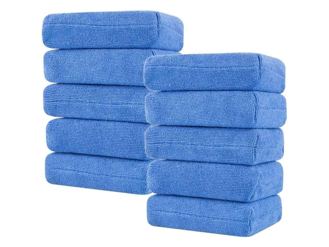 10 Paños Microfibra Azules Para Coche, Applicator Pads Para Cera Y Pulido, Toallas Lavado Y Encerado Vehicular