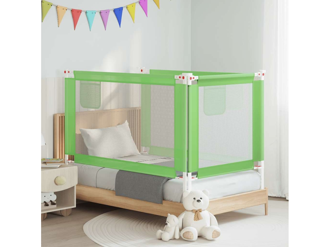 Vidaxl Barra De Segurança P/ Cama Infantil Tecido 140x25 Cm Verde
