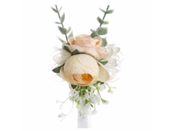 Cesto de vendas com rosas amarelas e flores em seda e folhas plásticas LAXISCREED