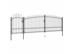 Vidaxl Portão De Cerca De Jardim Woerden Com Topo Em Forma De Lança, 5x1,75 M, Preto
