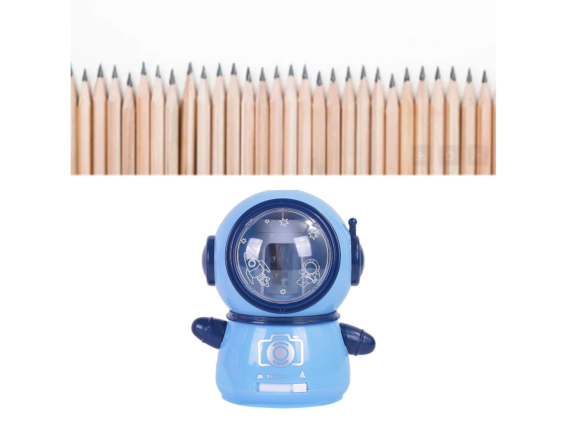 Apontador de lápis em formato de astronauta Slowmoose, apontador elétrico flexível para sala de aula e casa, roxo e azul