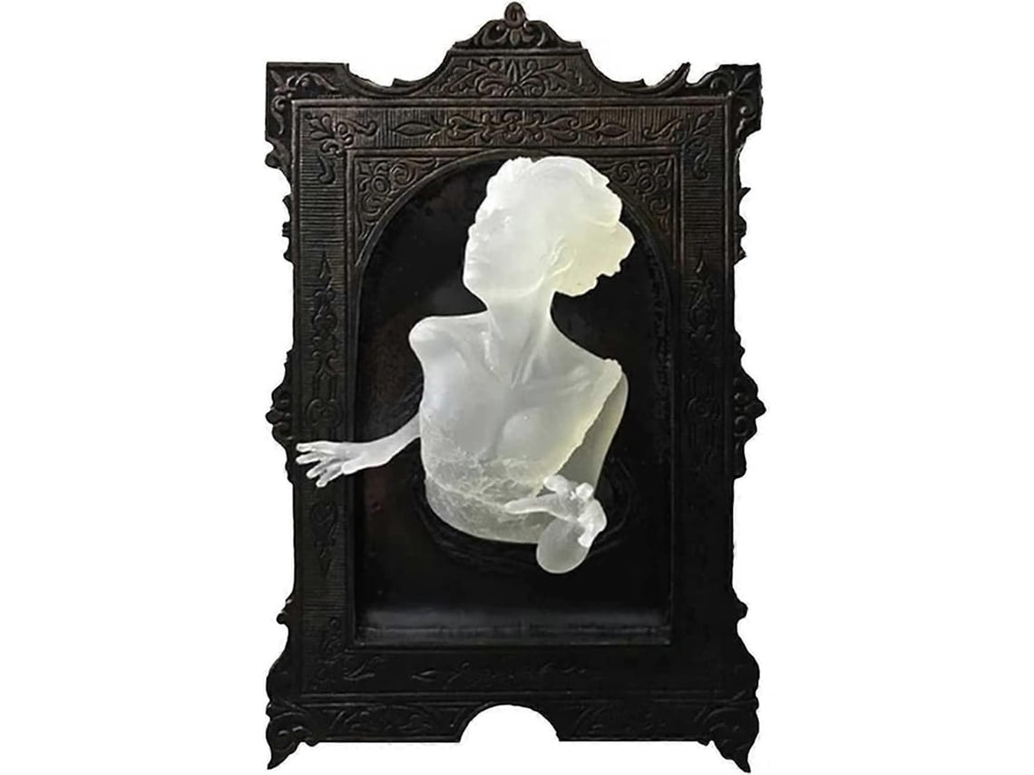 Rebe decoración de Espelho com Fantasma Luminoso, Estátua de Resina, Decoração de Halloween, Casa Assombrada Mulher