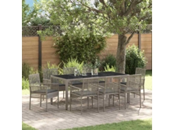 Vidaxl Conjunto De Jantar Para Jardim 9 Pcs Cinzeto Vime Pe