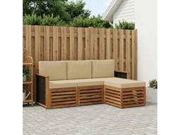 Vidaxl Conjunto De Sofás Para Exterior 4 Pcs Natural E Bege