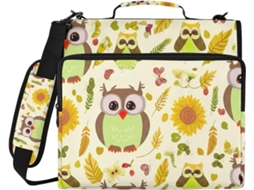 Bolsa organizadora para laptop com zíper e 3 argolas, estampa fantástica de Corujas, impermeável e ideal.