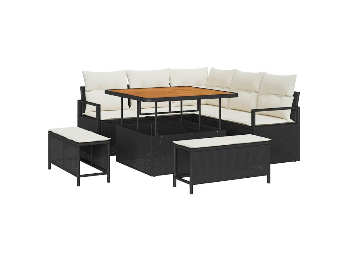 Maison Exclusive - Conjunto De Sofá De Jardim Com Almofada 8 Pcs Preto Vime Pe