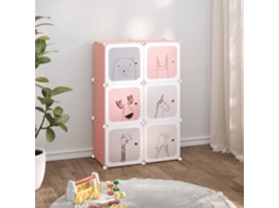 Vidaxl Armário De Arrumação Infantil Com 6 Cubos Pp Rosa