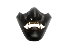 Primerox máscara Meia Face Ghost Tsushima Game Personagem Halloween Cosplay de Resina Preta