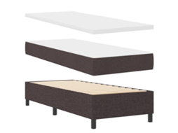 Cama Box Com Colchão E Banco Castanho Escuro Vidaxl Tecido (80x200 Cm)