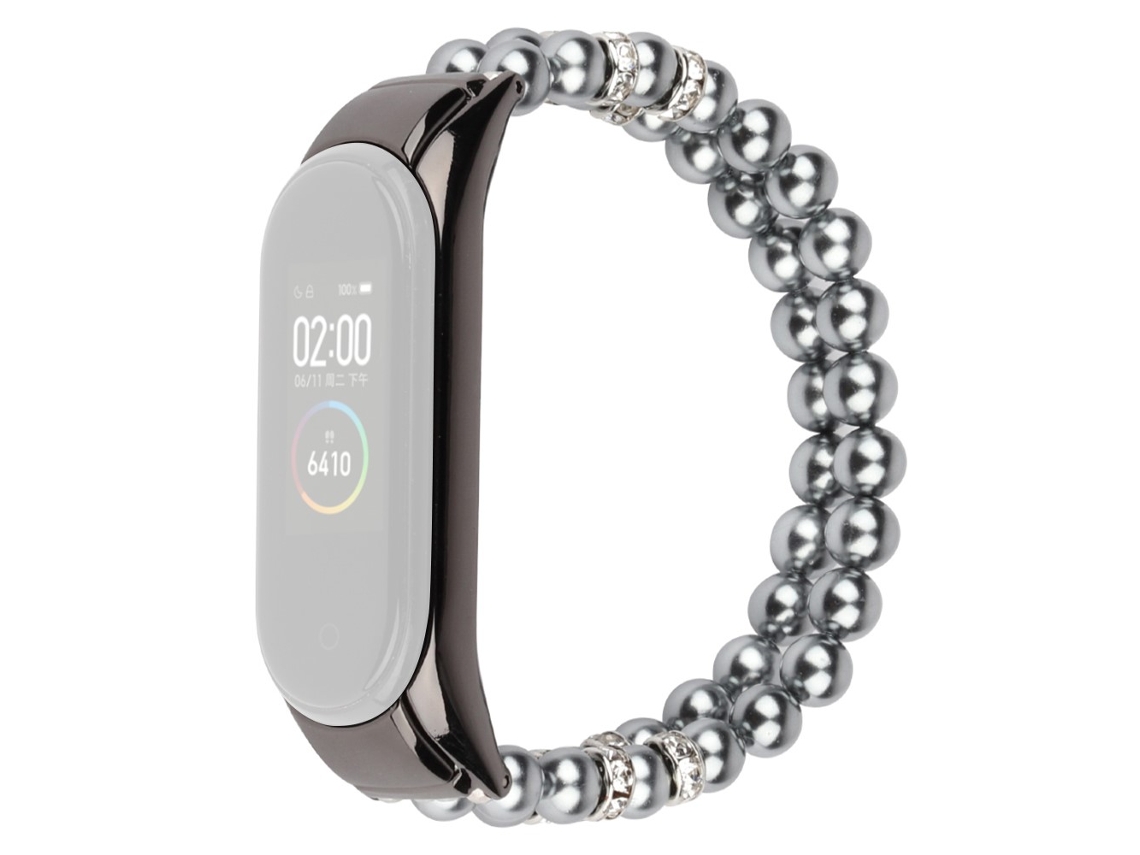 Bracelete de Metal Pérolas de Linhas Duplas para Xiaomi Mi Band 3/4 Preto