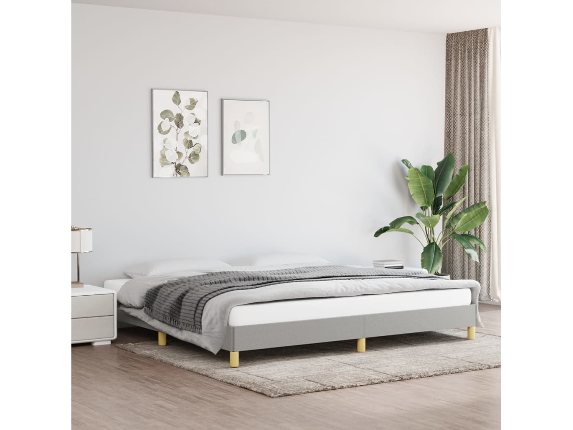 Vidaxl Estrutura de Cama Sem Colchão 200x200 Cm Tecido Cinzento claro