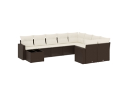 Maison Exclusive - 10 Pcs Conj. Sofás Jardim Com Almofadões Vime Pe Castanho