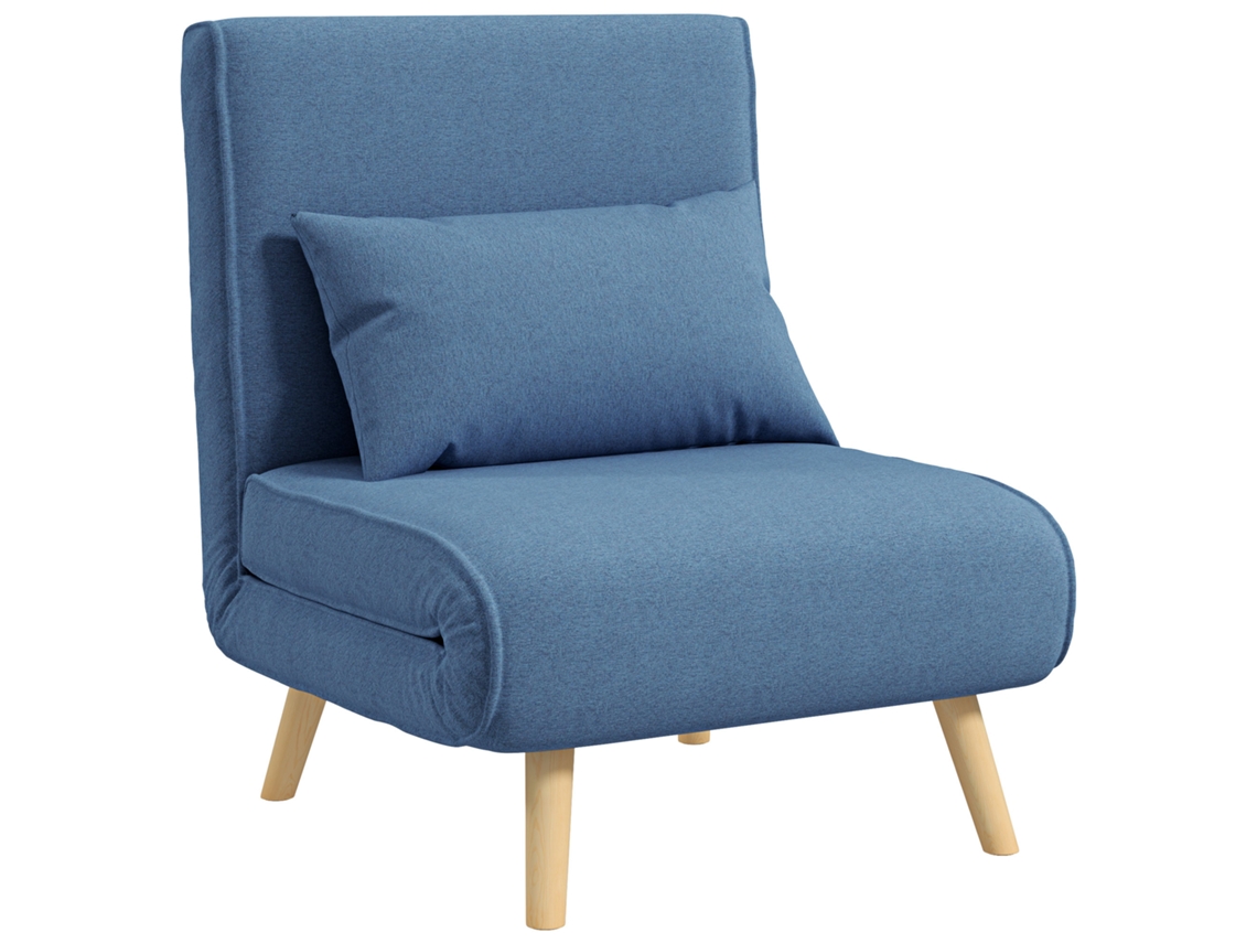 Poltrona 3 em 1, Sofá com Encosto de 5 Posições, Tecido, Azul S/MARCA