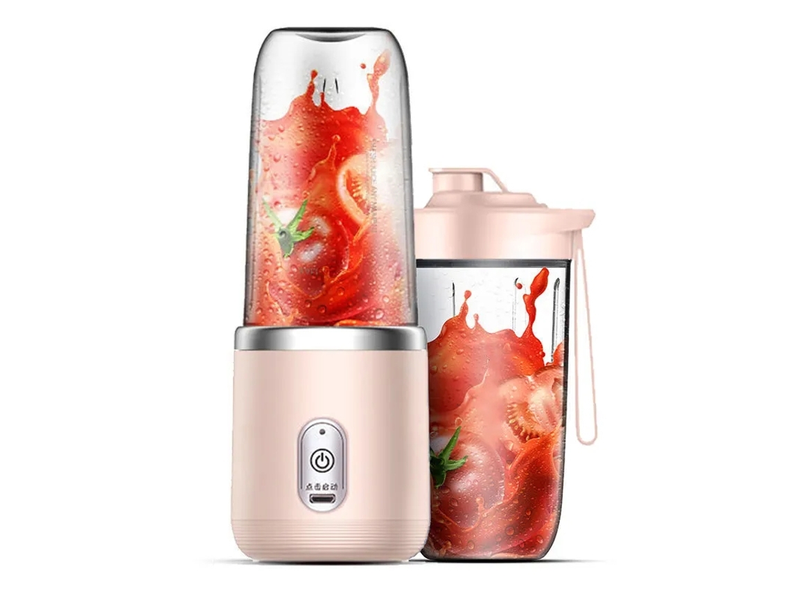 Lurelia Liquidificador Portátil Recarregável Usb, 400ml, 6 Lâminas, Para Smoothies, Rosa