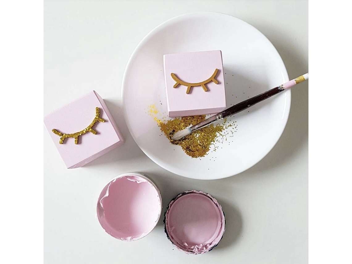 Eoocoo Lash Square Ornament (pink Glitter, Solid Wood)