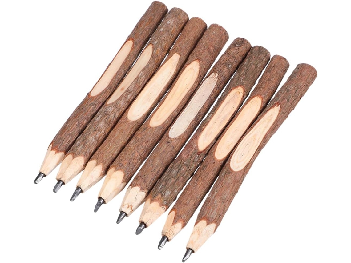 Conjunto de 8 lápis de grafite natural em madeira para desenho, material escolar e atividades para meninos e meninas.