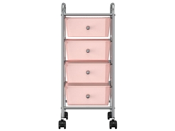 Carrinho de arrumação móvel com 4 gavetas plástico rosa MAISON EXCLUSIVE