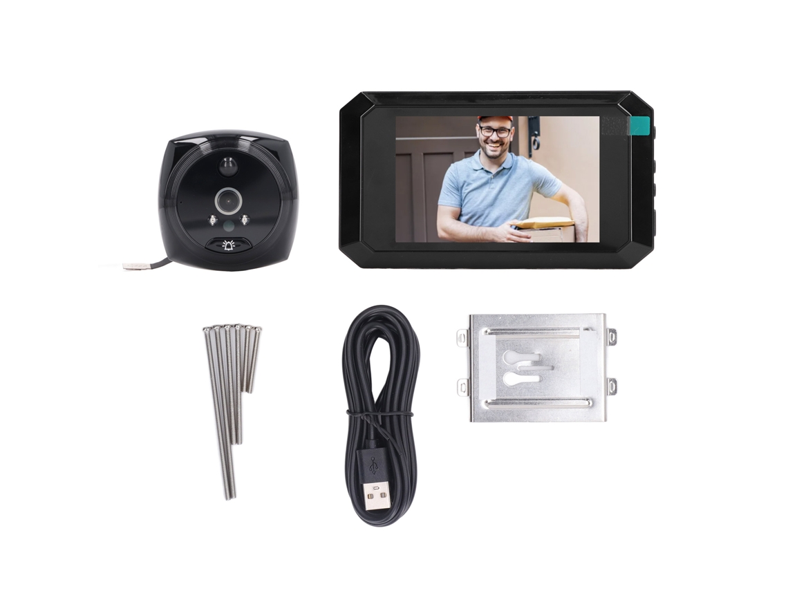 Câmera Digital De Chave Com Visor Inteligente Hd 135° Visão Noturna
