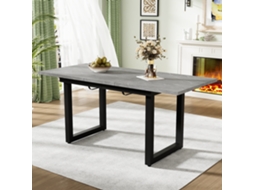Mesa Extensível Concreto+preto 140/180x80x75cm, Industrial. Cs