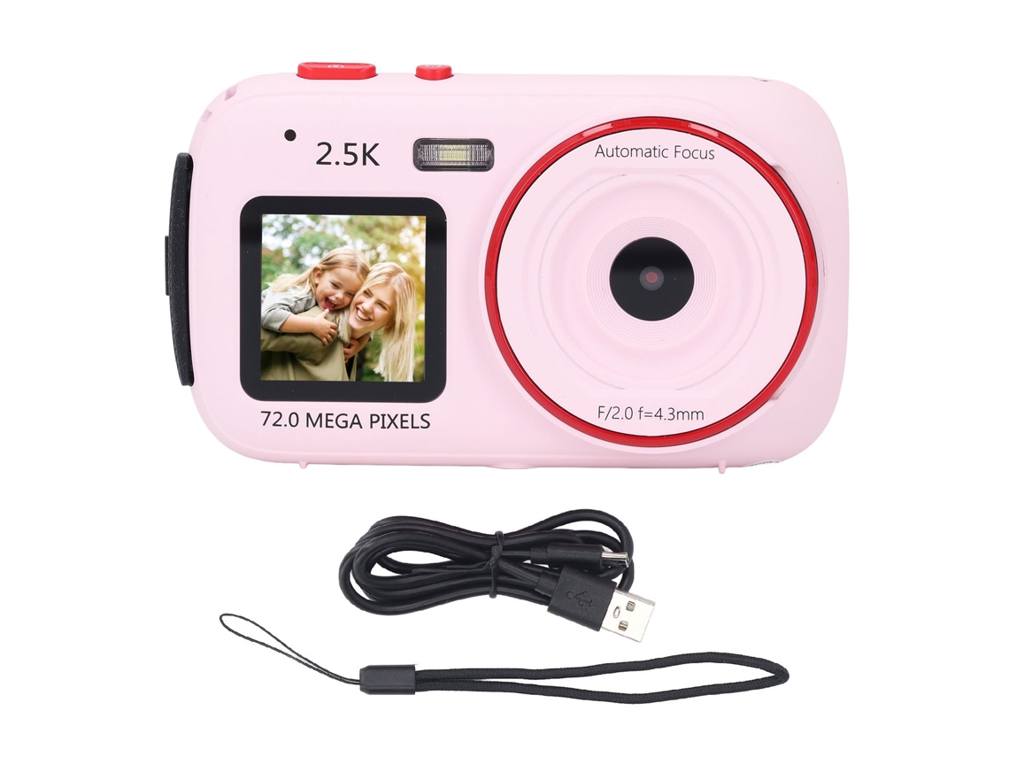 Câmera Digital 72mp 2.5k Tela Dual Zoom 16x Autofoco Anti-shake 750mah Para Viagens Selfie Rosa