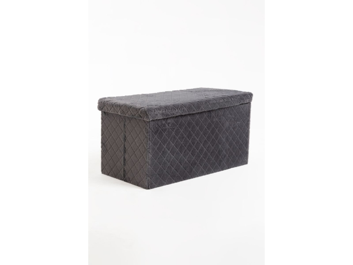 Pufe Arrumação Dico 76 Cm Veludo - Cinza
