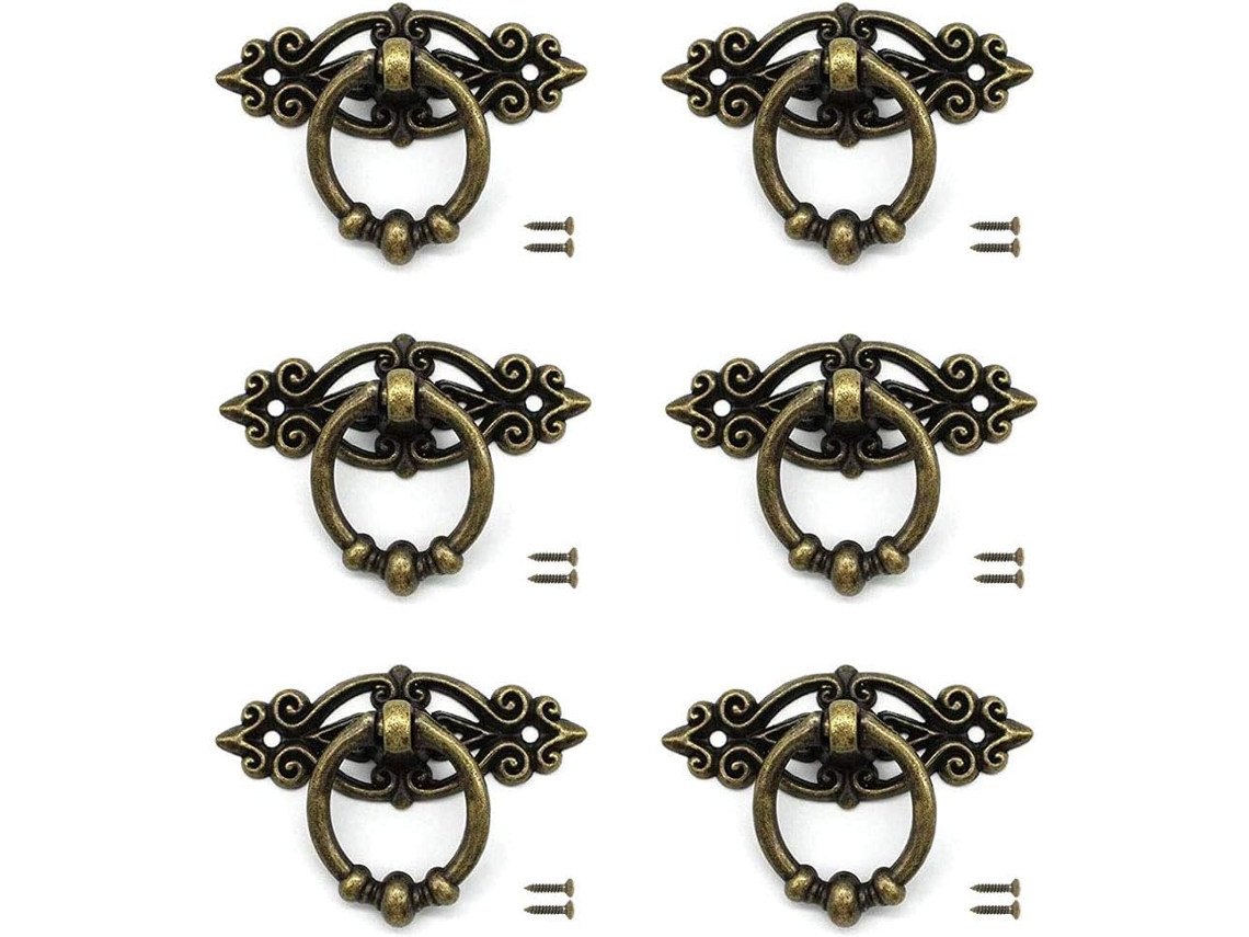 Conjunto de 6 Puxadores Porta Gaveta em Bronze com Parafusos para Móveis BRILVIBERA