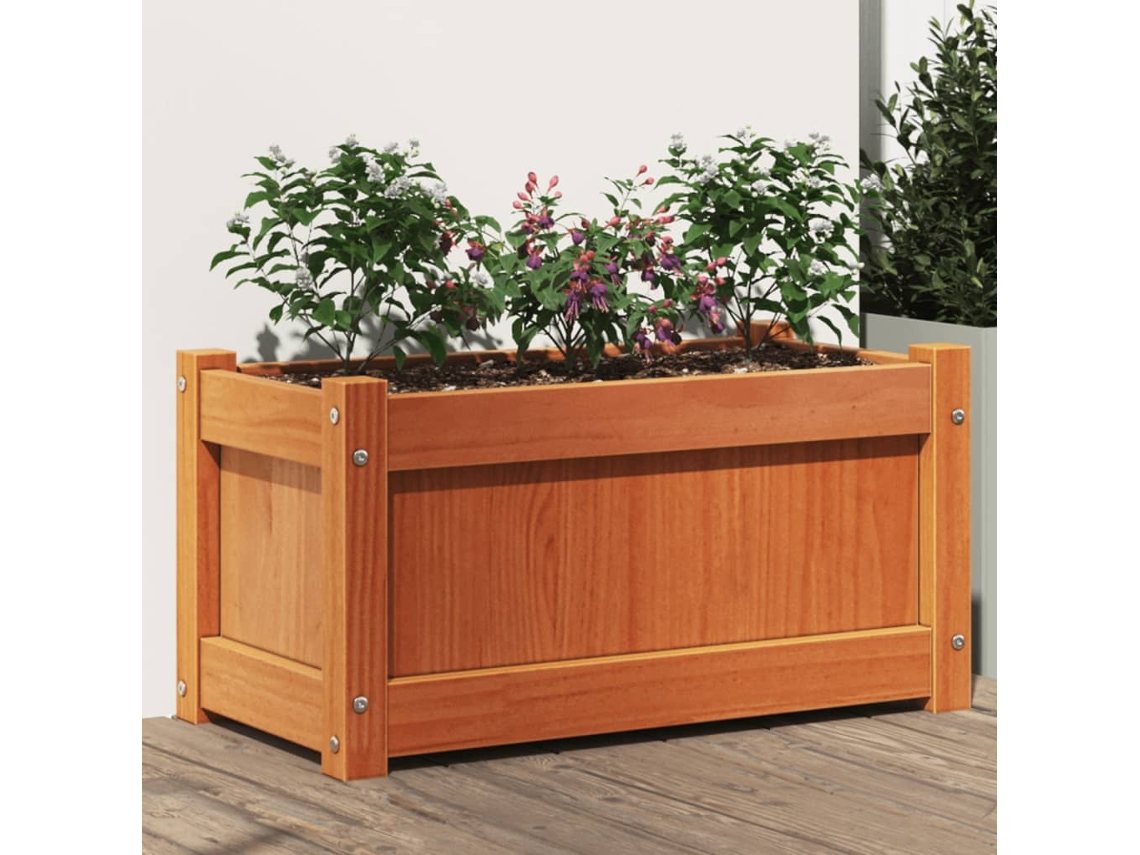 Floreiravasocaixa De Jardim 60x31x31 Cm Pinho Maciço Castanho Cera Lovely Home