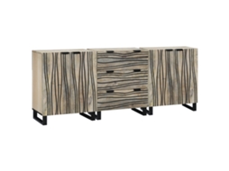 Conjunto 3 Conjunto De Buffets Vidaxl Branco Madeira De Mangueira Maciça (180 X 33 X 75 Cm)