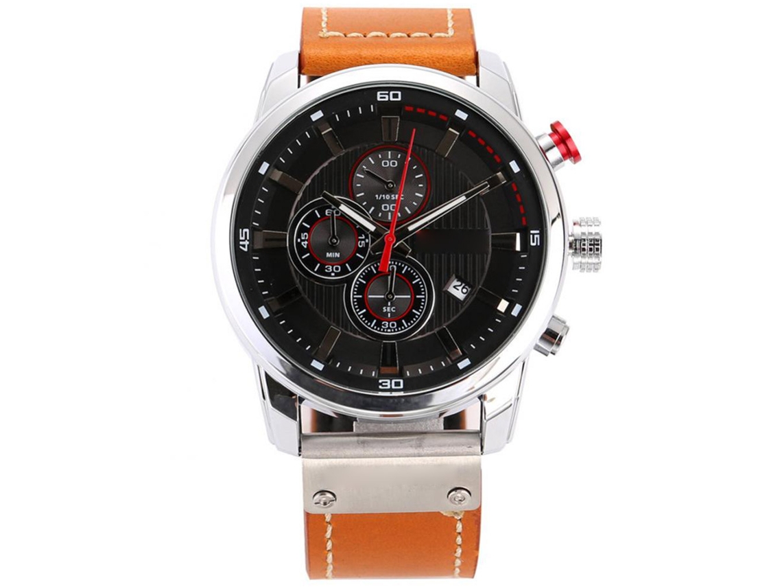 Relógio de pulso masculino Curren com calendário de quartzo e pulseira de couro PU macio, cor 5.