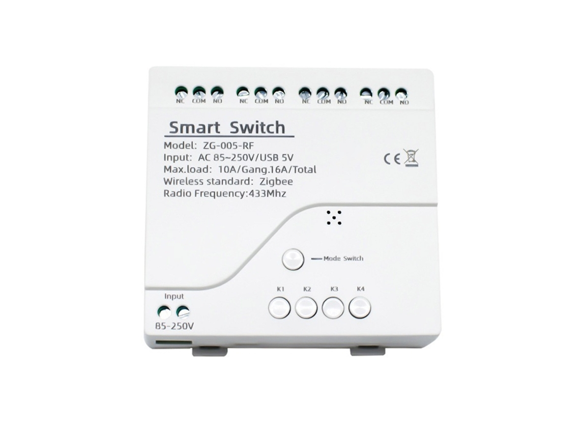 Lurelia Zg 005 Rf Tuya Smart 4ch Rf433 Módulos De Comutação Wi-fi Comando Remoto Painel De Comutação Sem Fios Controlo De Voz Para Eletrodomésticos