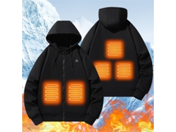 4xl Tengoo Hz05 Moletom Capuz Zíper Aquecimento Inteligente 5 Áreas Aquecimento Rápido Usb Lavável Seguro Oversized Atividades