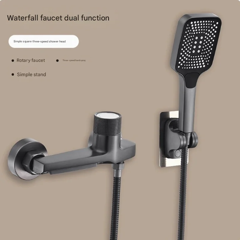 (cinza Chumbo A) Torneira Para Banheira Com Efeito Cascata E Ducha Manual, Misturador De Parede Para Chuveiro De Banheiro