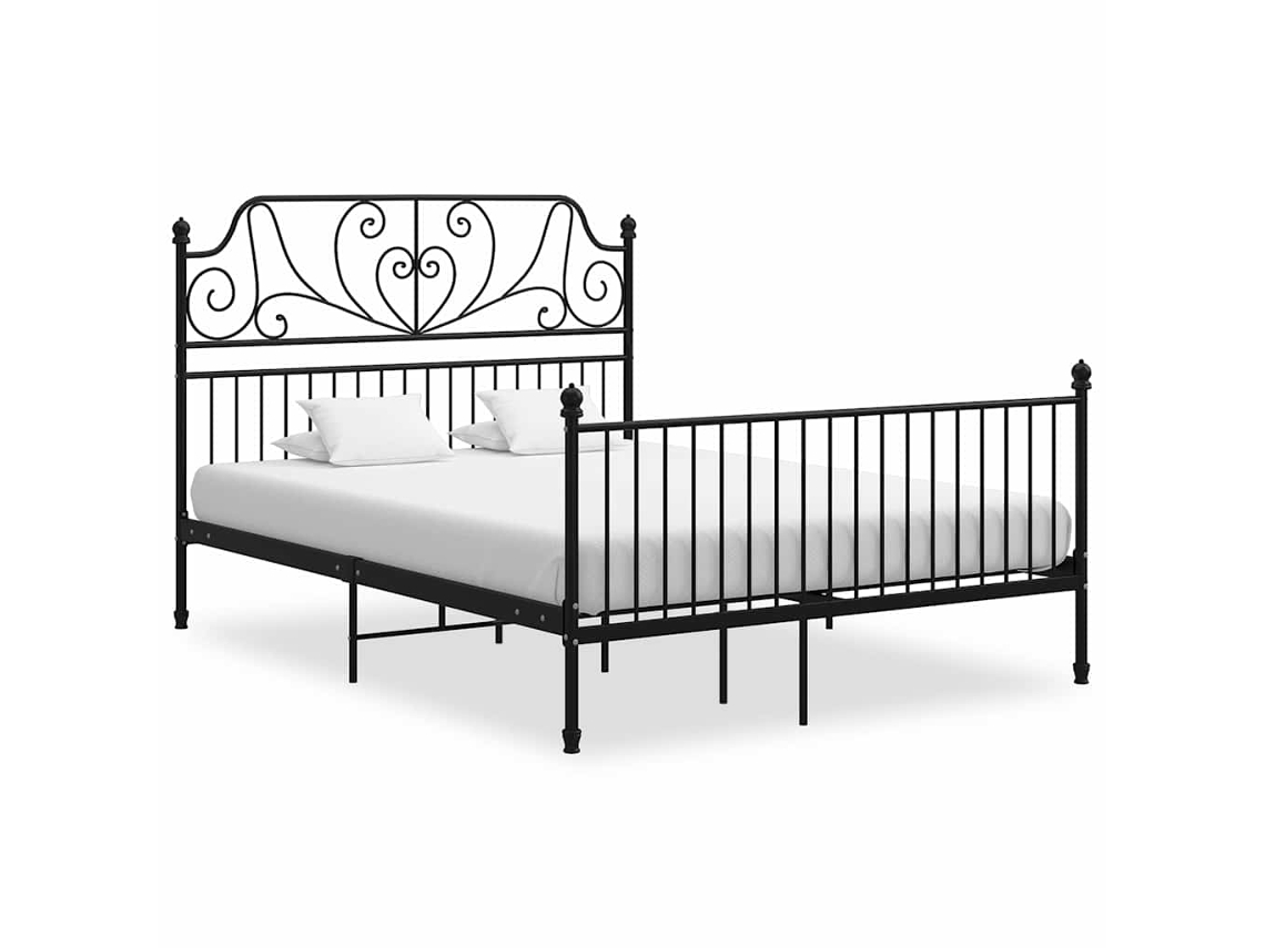 Bed Frame, Bed Frames Vidaxl Preto Metal (160 X 200 Cm)
