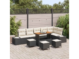 Vidaxl Conjunto De Sofá De Jardim 10 Unid. 9-número De Lugares Preto