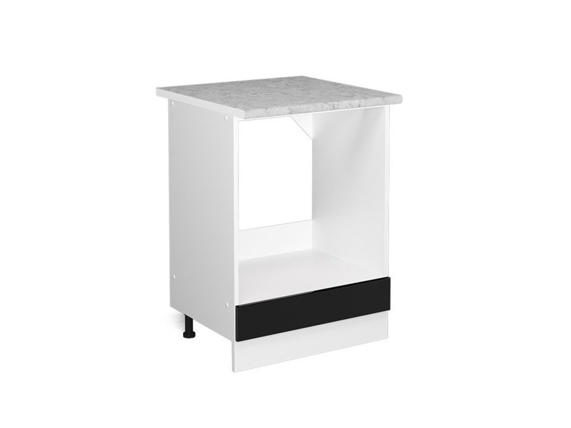Móvel Baixo Universal R-line, 60cm Com Grande Nicho, Com Pt, Preto Alto Brilho, Branco, Vicco