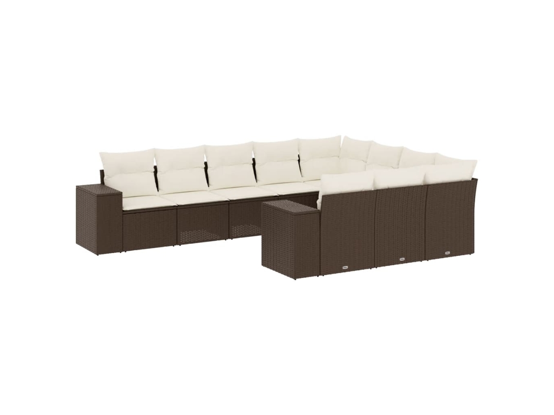 Conjunto de 10 Sofás Jardim com Almofadões Vime Pe Castanho MAISON EXCLUSIVE (10 pcs)