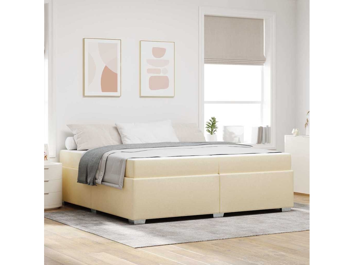 Estrutura da Cama com Colchão Creme Tecido MAISON EXCLUSIVE 200x200 cm