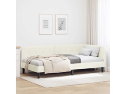 Vidaxl Estrutura De Cama De Canto Creme 90 X 190 Cm Veludo