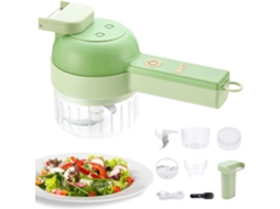 Conjunto de Cortador de Vegetais Elétrico Portátil 4 em 1 Mini Fatiador e Picador de Alimentos para Cozinha Moedor Multifuncional Sem Fio CHRONUS