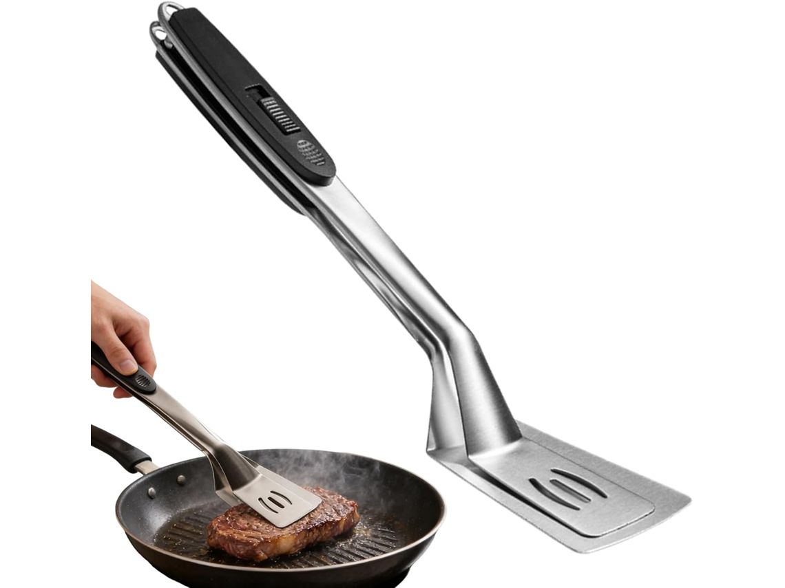 Pinça Para Grelhar – Utensílio De Cozinha 2em 1com Cabo Ergonômico Ideal Carnes E Peixes, Cozinhar E Servir Em Casa