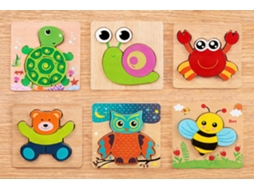 Conjunto de Quebra cabeças Madeira Pacote com 6 Brinquedos Montessori em Habilidade Motora Fina Jogo Presente Educacional Pré HENTEN HOME