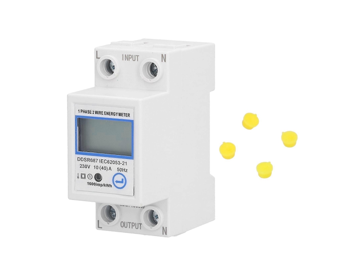 Medidor De Energia Monofásico Com 2 Fios, Display Digital Lcd Multifuncional, 2 Pinos, Para Trilho Din, Para Uso Residencial.