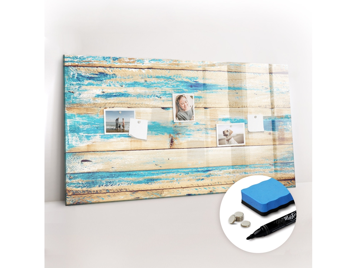 Quadro De Vidro Magnético Madeira Riscada Para O Escritório Espelharte (120x60 Cm)