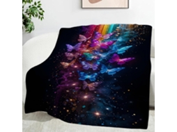 Manta Arco íris Borboleta Colorida 180x200 Cm Multifuncional Macia de Flanela Aconchegante para Cama Escritóri