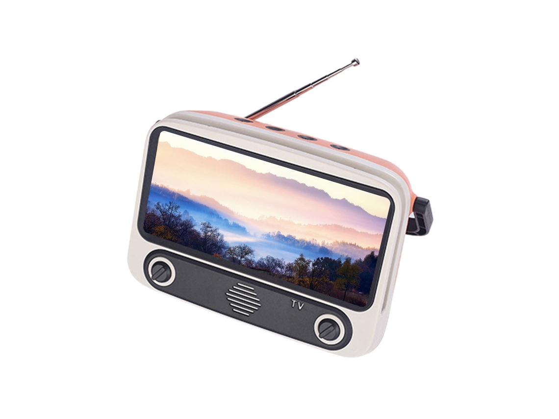 Suporte de Telefone em Forma de Tv Alto-Falante Sem Fio Compatível com Bluetooth Suporte Portátil para Celular com Slot para Disco em U Decoração D