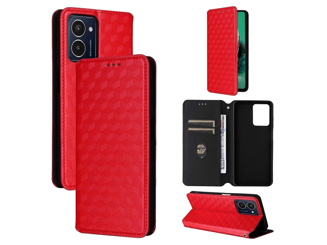 Capa De Celular De Couro Com Textura De Grade Cúbica